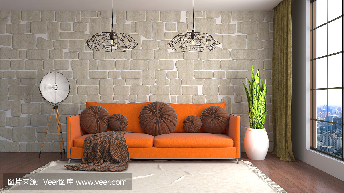 室內(nèi)用沙發(fā)。三維演示