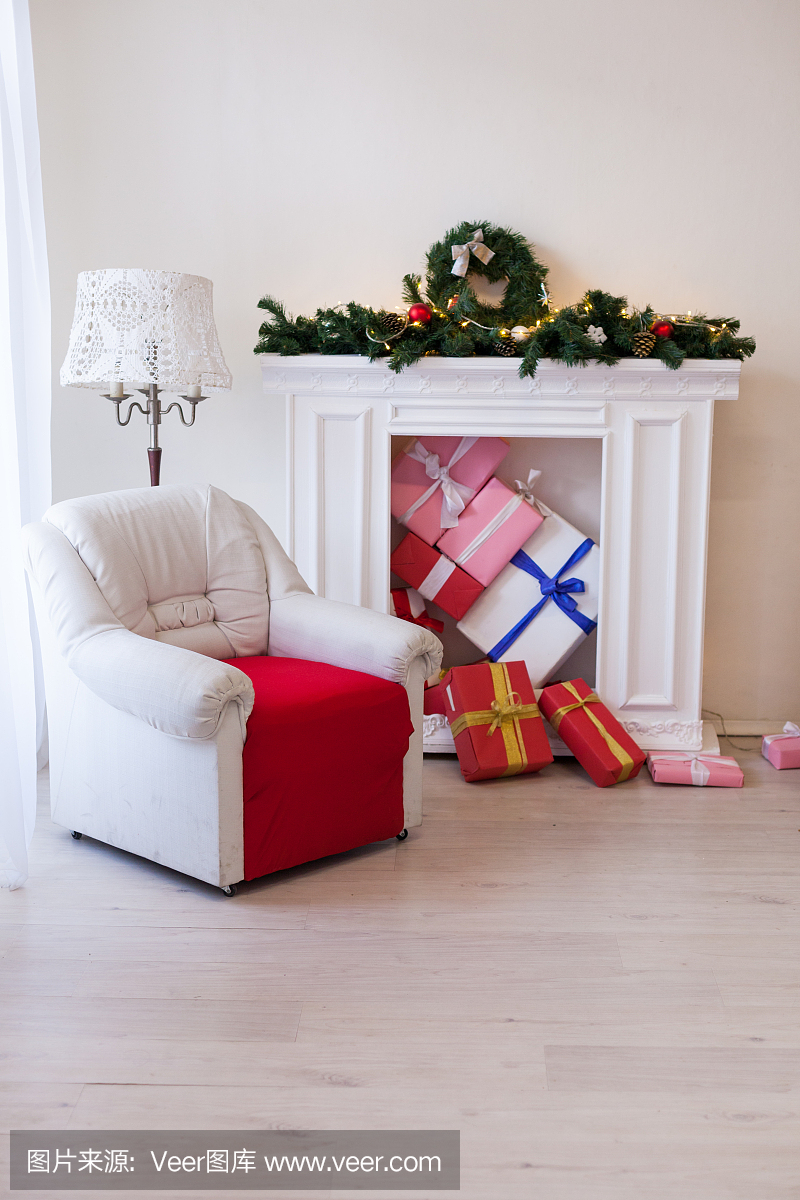 新年圣誕樹圣誕禮物室內(nèi)裝飾明信片