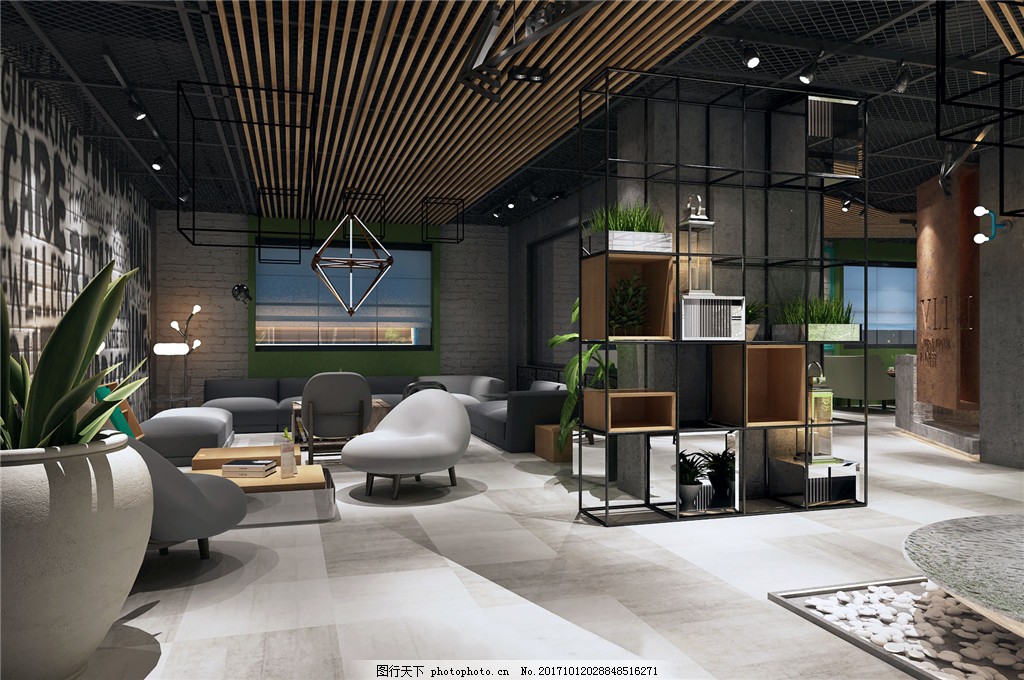 大型健身房休息區裝修效果圖