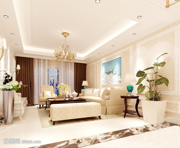 簡約歐式客廳效果圖