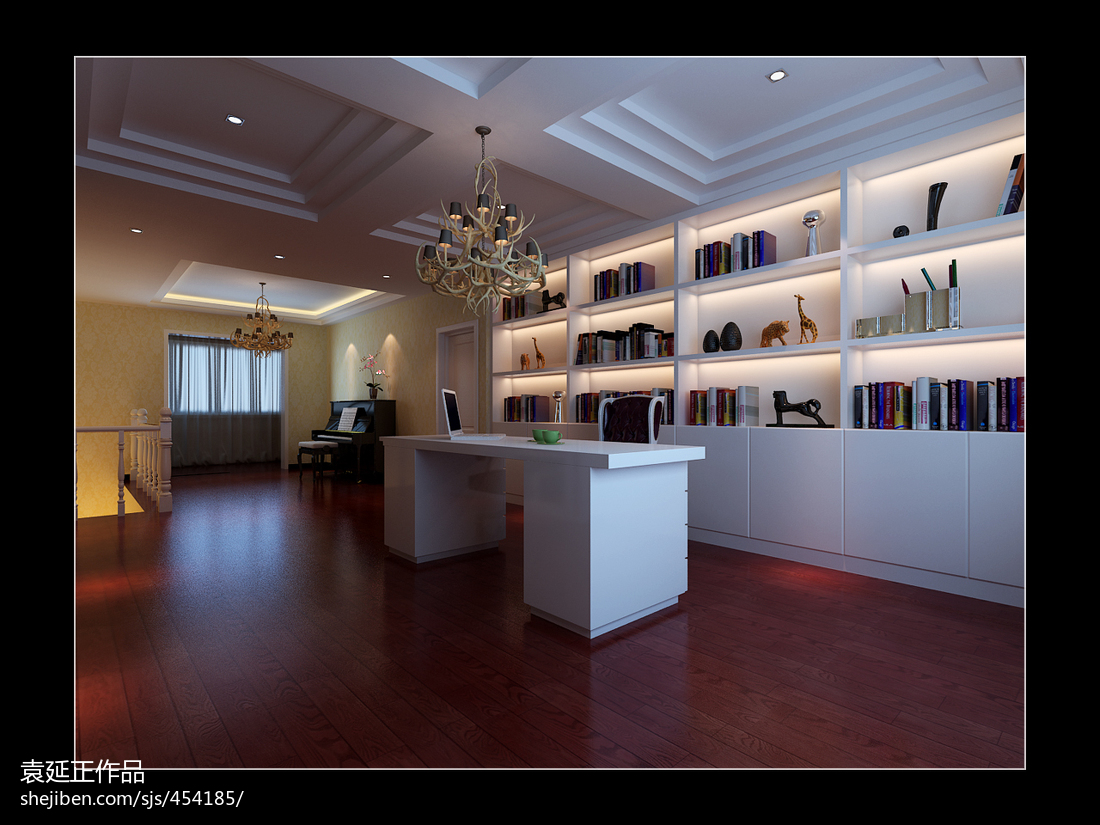 別墅室內裝修電腦桌效果圖 – 設計本裝修效果圖